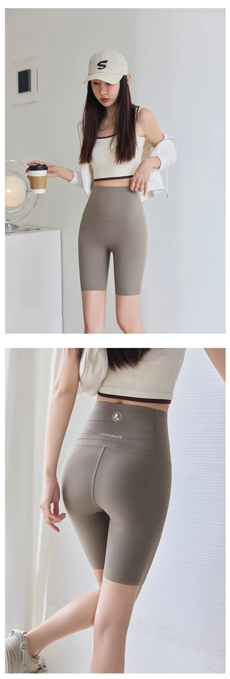 BIVIGAOS Summer Knee Length Sharkskin Cycling Shorts Women High Waist Tight Sun Protection Butt Lifter Sport Running Biker Short