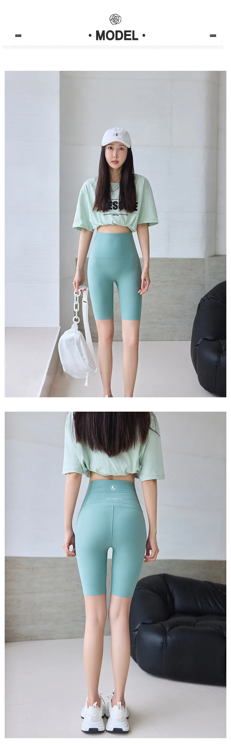 BIVIGAOS Summer Knee Length Sharkskin Cycling Shorts Women High Waist Tight Sun Protection Butt Lifter Sport Running Biker Short