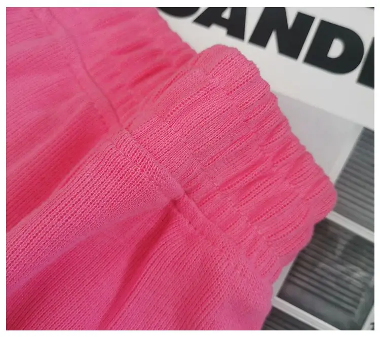 Rose Red Casual Summer Shorts for Women Loose Wide Leg Elastic Waist Drawstring Short Woman Solid Color Sports Short with Pocket