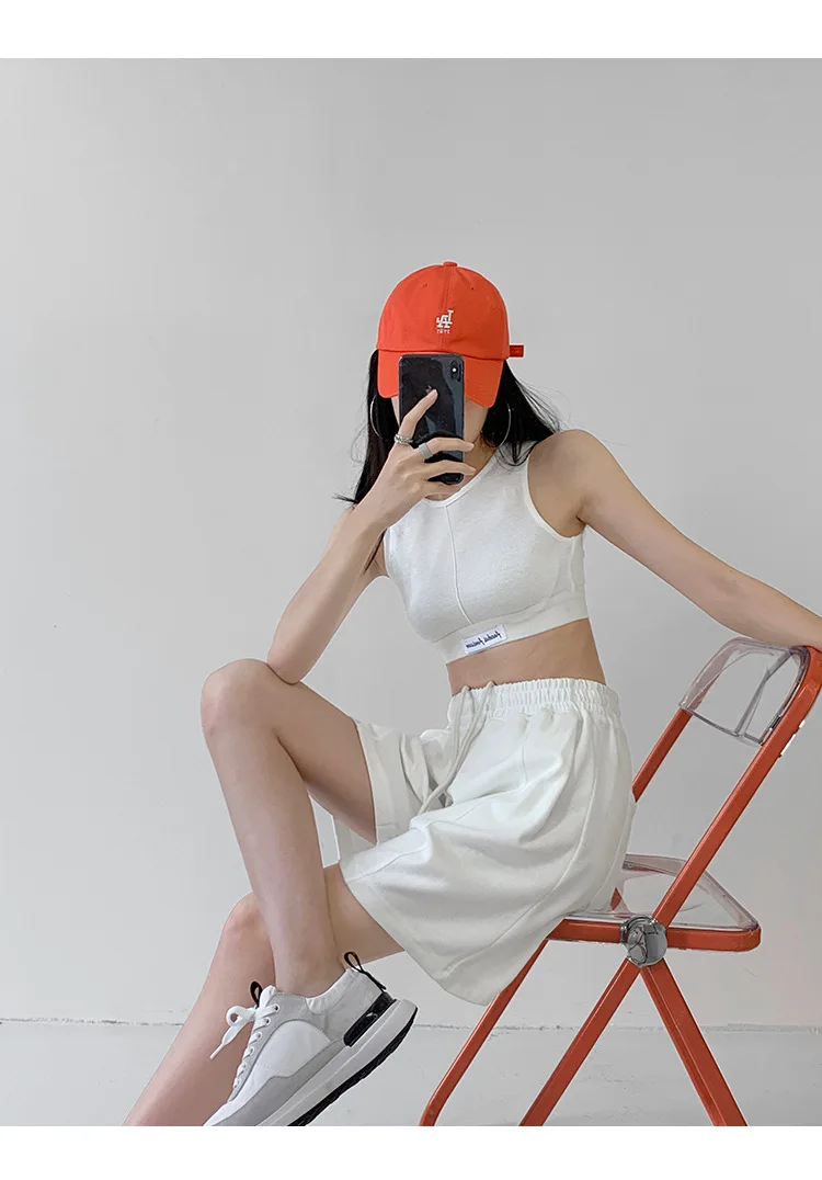Rose Red Casual Summer Shorts for Women Loose Wide Leg Elastic Waist Drawstring Short Woman Solid Color Sports Short with Pocket