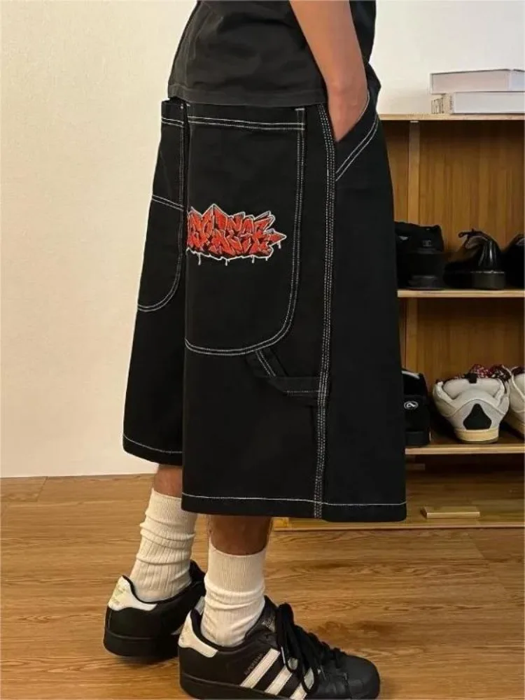 HOUZHOU Kawaii Japanese Style Beige Shorts Sweet Cute Cartoon Embroidery Wide Leg Pants Soft Girls Korean Style Oversize Sports