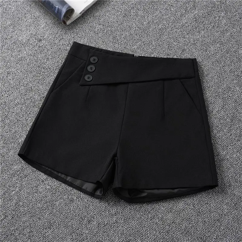 Elegant Office Lady's Black Shorts Matching Women's Wide Leg Shorts Chic Casual Loose Shorts 2025 Summer New Trend Female Pants