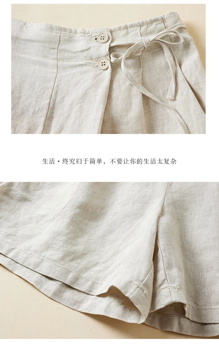 Women Casual Short Pants New Arrival 2023 Summer Vintage Style Solid Color Loose Comfortable Female Cotton Linen Shorts B2438
