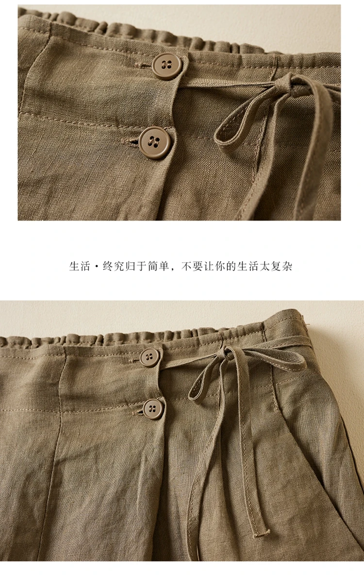 Women Casual Short Pants New Arrival 2023 Summer Vintage Style Solid Color Loose Comfortable Female Cotton Linen Shorts B2438