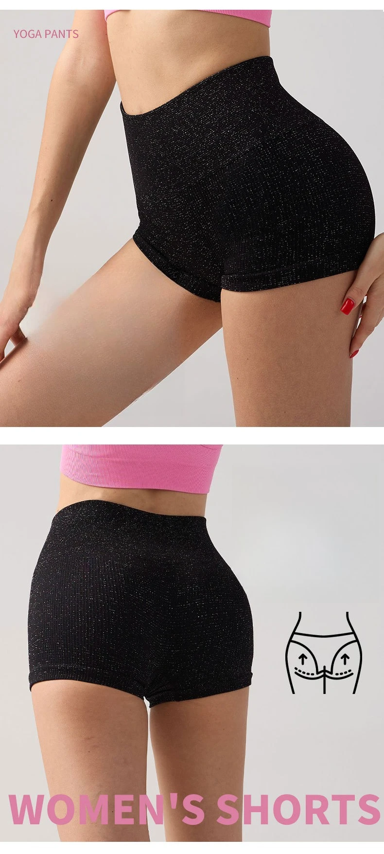 High Waisted Yoga Shorts Women Silver Wire Slim Shorts Gym Exercising Sexy Hip Liftting Leggings Fashion Three Point Yoga Pants