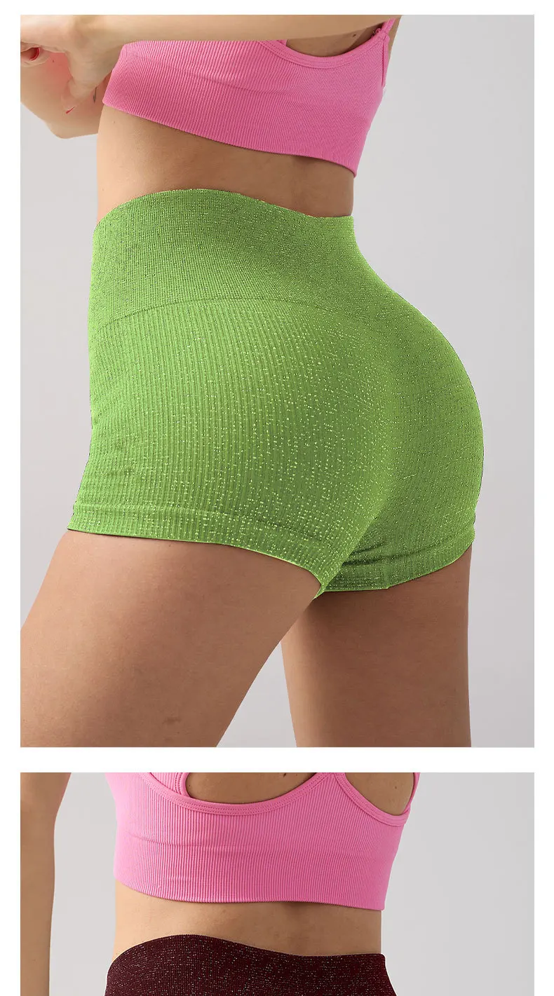 High Waisted Yoga Shorts Women Silver Wire Slim Shorts Gym Exercising Sexy Hip Liftting Leggings Fashion Three Point Yoga Pants