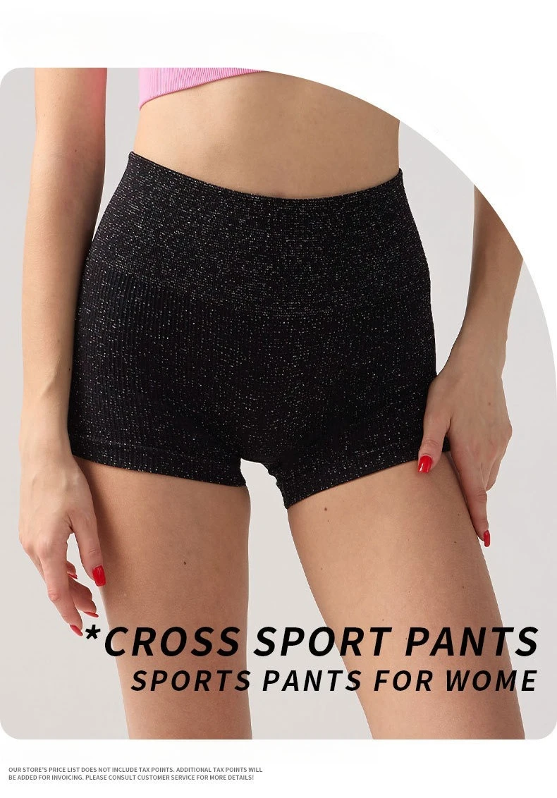 High Waisted Yoga Shorts Women Silver Wire Slim Shorts Gym Exercising Sexy Hip Liftting Leggings Fashion Three Point Yoga Pants