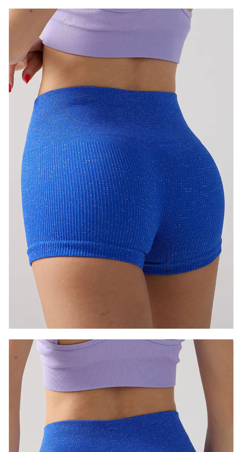 High Waisted Yoga Shorts Women Silver Wire Slim Shorts Gym Exercising Sexy Hip Liftting Leggings Fashion Three Point Yoga Pants