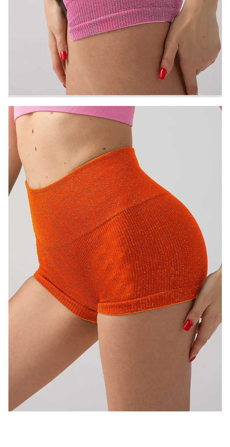 High Waisted Yoga Shorts Women Silver Wire Slim Shorts Gym Exercising Sexy Hip Liftting Leggings Fashion Three Point Yoga Pants