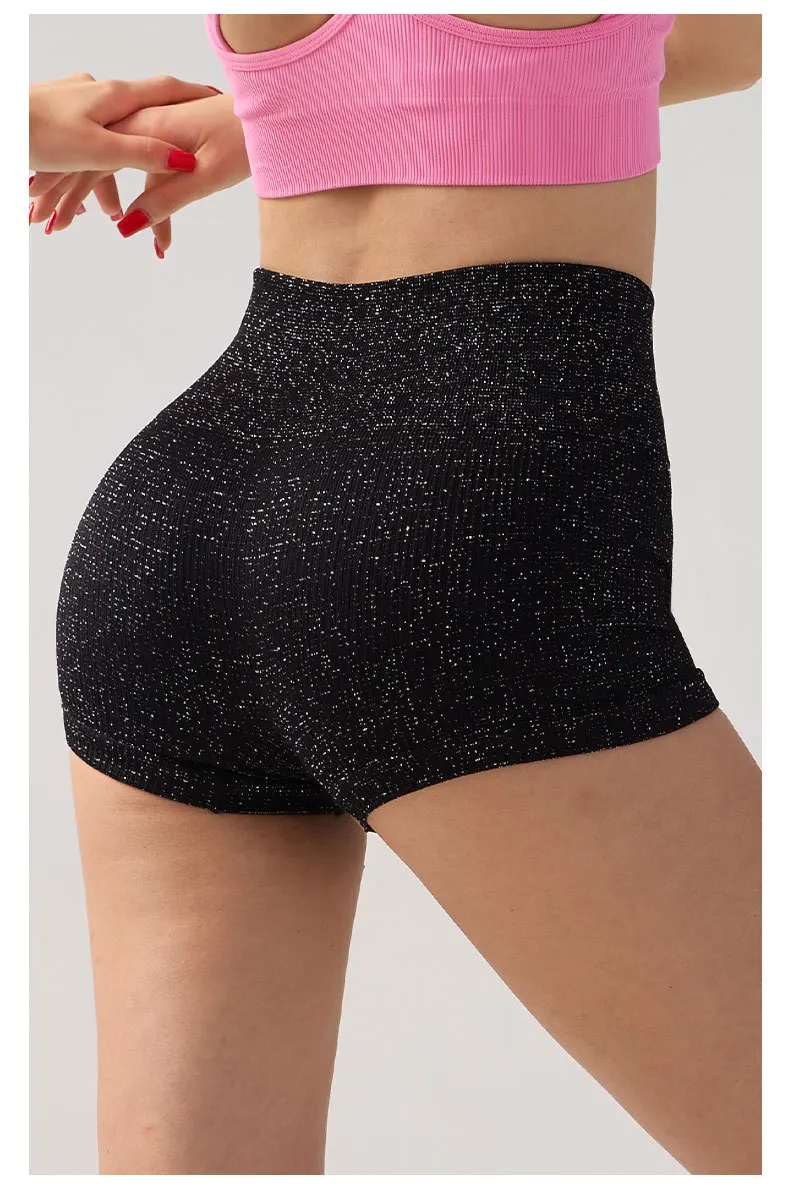 High Waisted Yoga Shorts Women Silver Wire Slim Shorts Gym Exercising Sexy Hip Liftting Leggings Fashion Three Point Yoga Pants