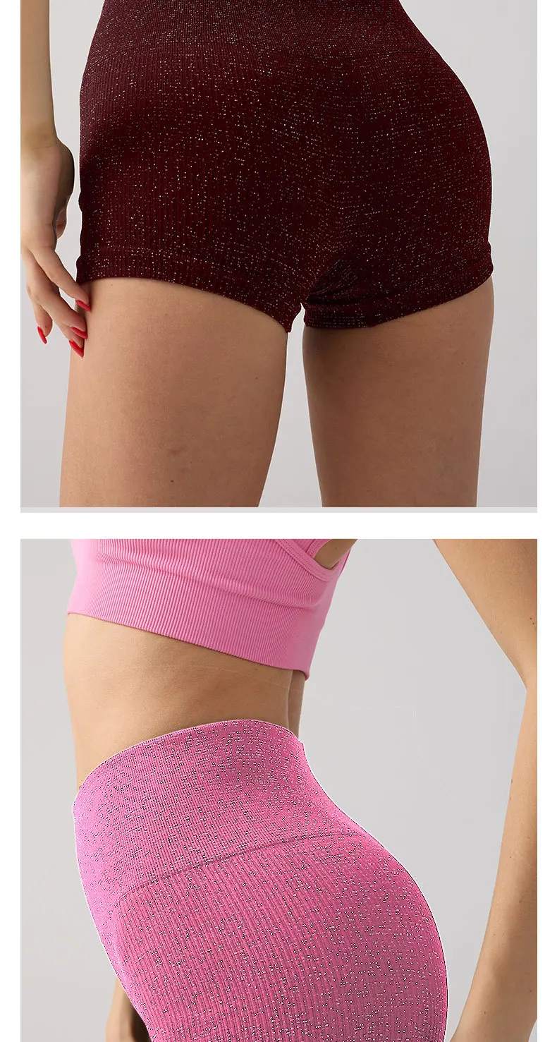 High Waisted Yoga Shorts Women Silver Wire Slim Shorts Gym Exercising Sexy Hip Liftting Leggings Fashion Three Point Yoga Pants