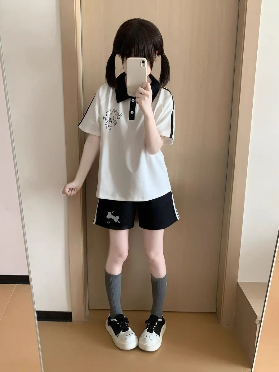 Japanese Bone Printing Casual Shorts for Women 2025 Patchwork High Waist Loose Wide Leg Pants Y2k Aesthetic Grunge Pantalones