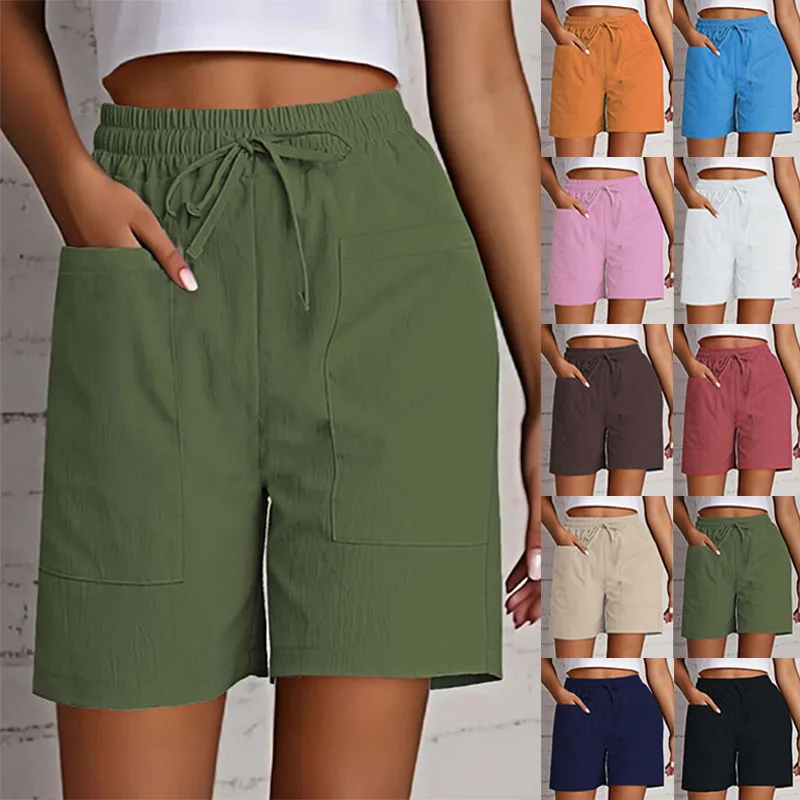 Women's High Waist 4 Inch Shorts Summer - Loose Fit Casual Shorts with Pockets, Solid Color Bermuda Shorts for Outfits