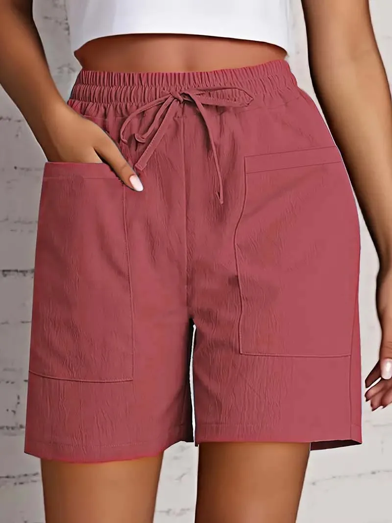 Women's High Waist 4 Inch Shorts Summer - Loose Fit Casual Shorts with Pockets, Solid Color Bermuda Shorts for Outfits