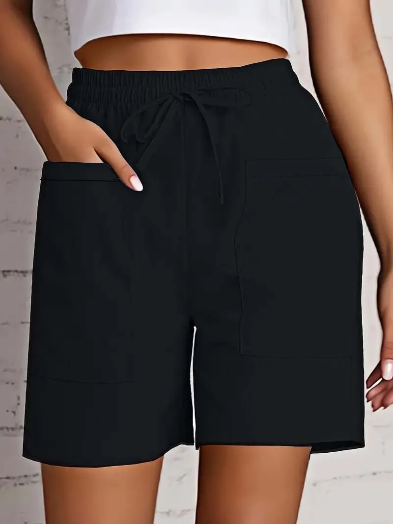 Women's High Waist 4 Inch Shorts Summer - Loose Fit Casual Shorts with Pockets, Solid Color Bermuda Shorts for Outfits