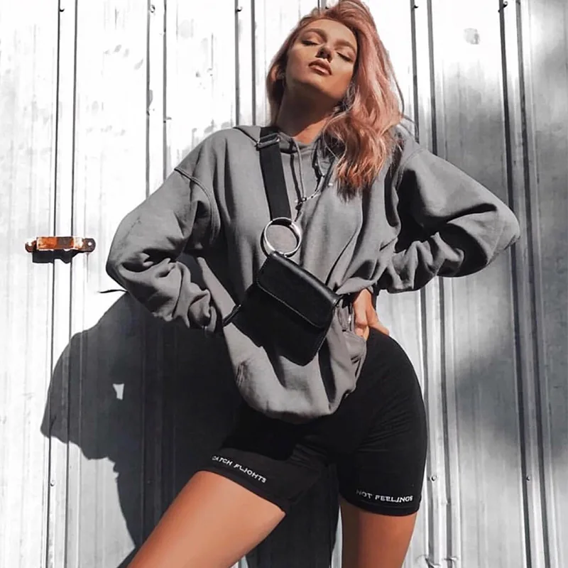 Summer Biker Shorts 2026 Women Elastic Waist Skinny Fitness Korean Casual Sexy Letter Print Black Shorts Pantalones Black