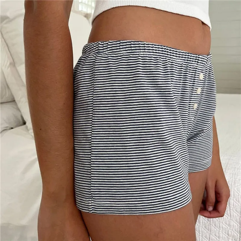 Women y2k Fairycore Grunge Pajamas Shorts Solid/Floral/Striped Print Elastic Waist Straight Short Pant Kawaii Sweet Shorts