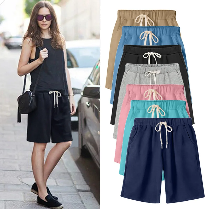 Shorts Women Summer Bermuda Shorts Large Size 7xl 8xl Loose Casual Sports Stretchy Cotton Straight Leg Breathable Sweatshorts