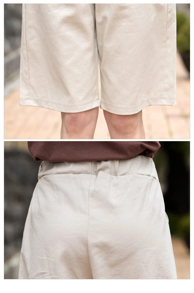 Women Summer Bermuda Shorts Cotton Wide-legged Leisure Trousers Large Size Loose Elastic Waist With Belt shorts 6XL 7XL 8XL