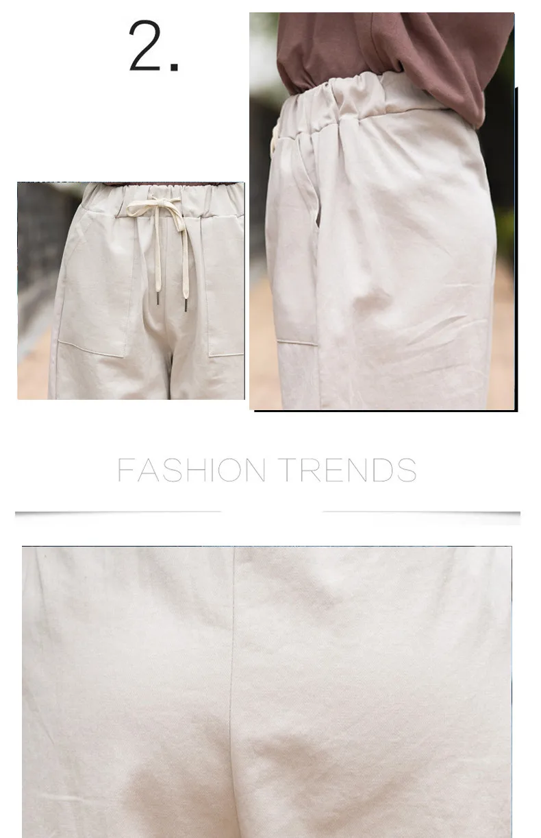 Women Summer Bermuda Shorts Cotton Wide-legged Leisure Trousers Large Size Loose Elastic Waist With Belt shorts 6XL 7XL 8XL