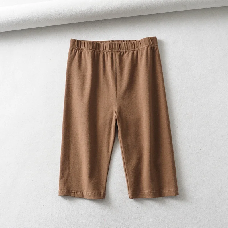 sexy women high waist elastic pure color slim Knee-Length biker shorts female