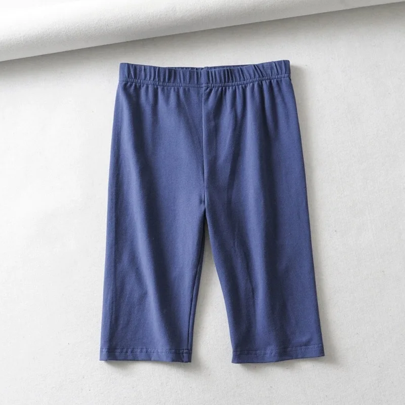 sexy women high waist elastic pure color slim Knee-Length biker shorts female