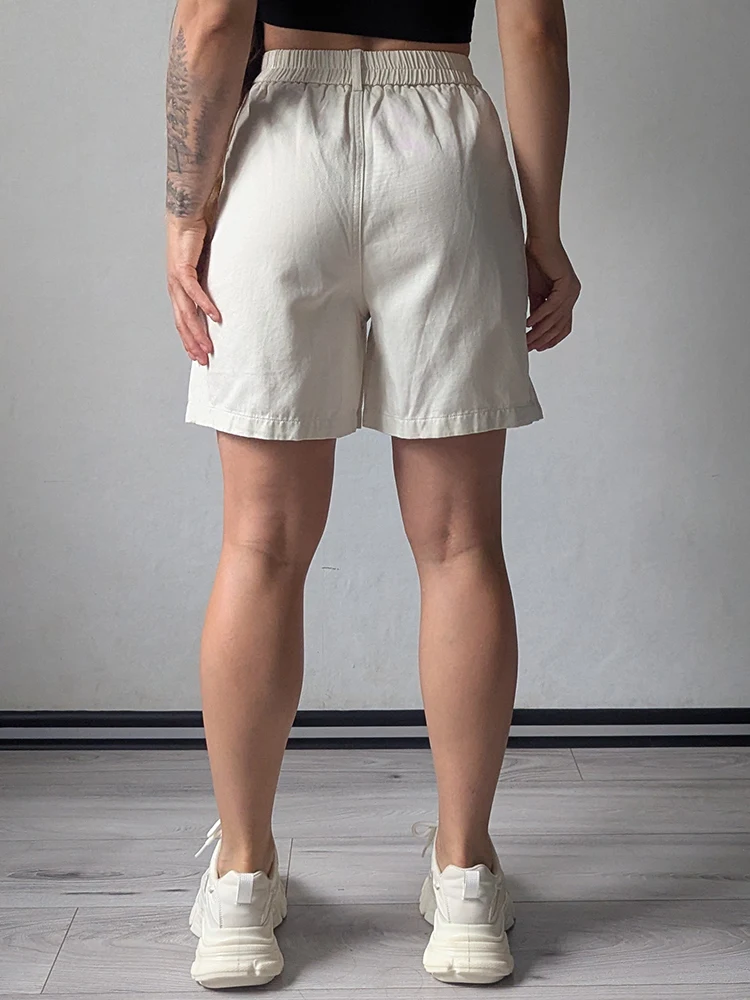 KarSaNy Beige Summer Shorts For Women Casual Loose A Linen Wide Leg Short Pants Elegant Women's Lyocell Shorts Bermuda Navy Blue