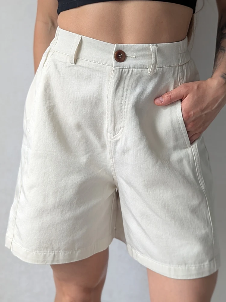 KarSaNy Beige Summer Shorts For Women Casual Loose A Linen Wide Leg Short Pants Elegant Women's Lyocell Shorts Bermuda Navy Blue