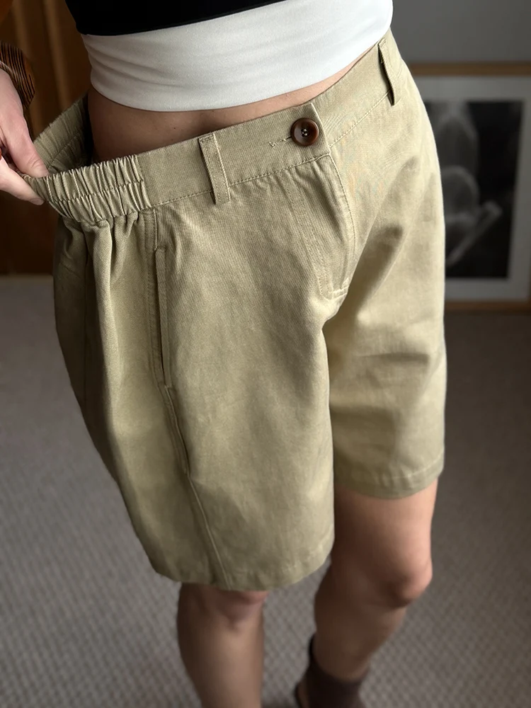 KarSaNy Beige Summer Shorts For Women Casual Loose A Linen Wide Leg Short Pants Elegant Women's Lyocell Shorts Bermuda Navy Blue