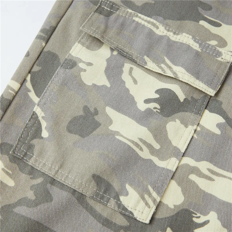 Women Retro Cargo Denim Shorts Vintage Camouflage Print Loose Drawstring Short Pants Y2k Aesthetic Cyber Grunge Streetwear