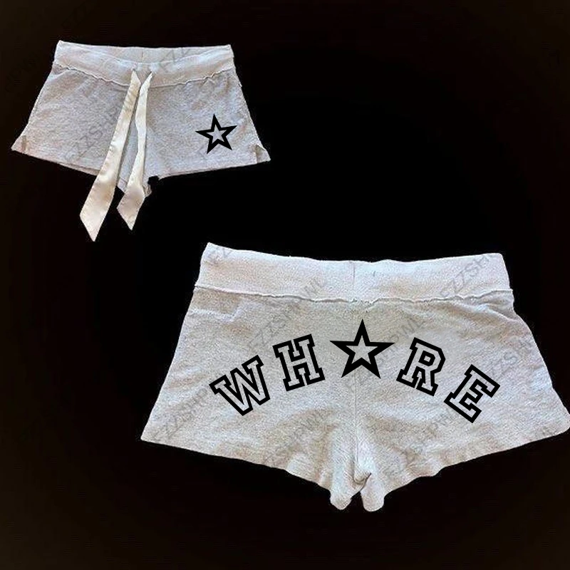 Y2K Shorts Harajuku Letter Print Star Print Women Rock Gothic Retro Pants Hip Hop Streetwear Spice Girls Hot Pants Punk Sexy Emo