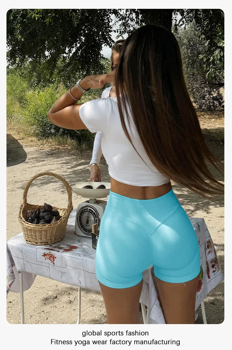 Summer High Waisted Yoga Shorts Fashionable and Sexy Running Fitness Pants Solid Color Yoga Leggings
