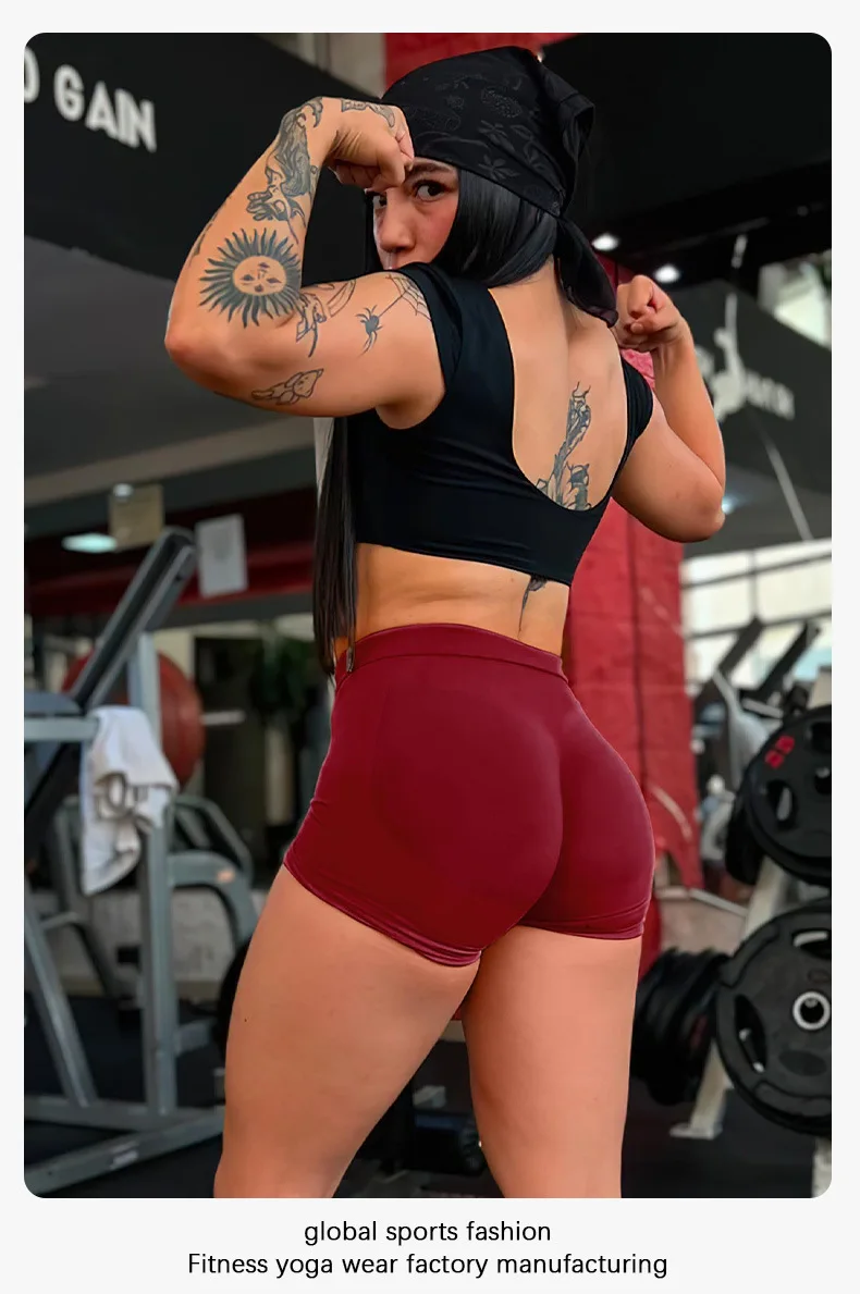 Summer High Waisted Yoga Shorts Fashionable and Sexy Running Fitness Pants Solid Color Yoga Leggings