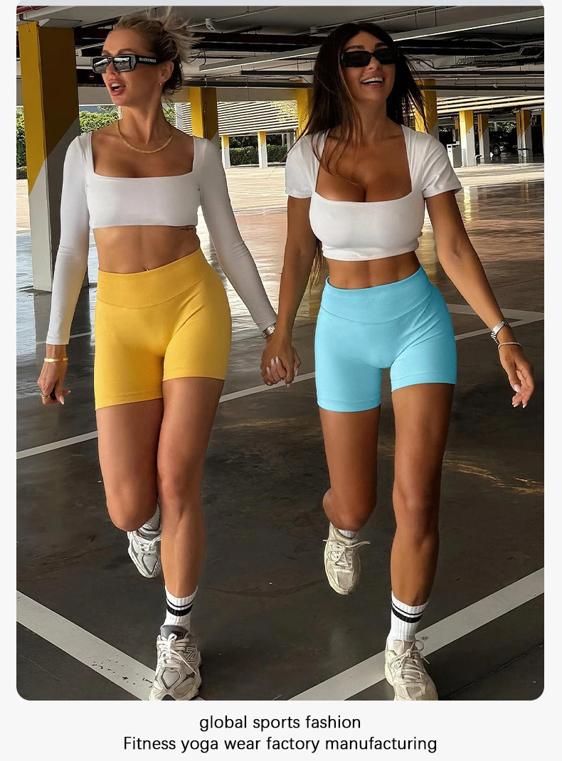 Summer High Waisted Yoga Shorts Fashionable and Sexy Running Fitness Pants Solid Color Yoga Leggings