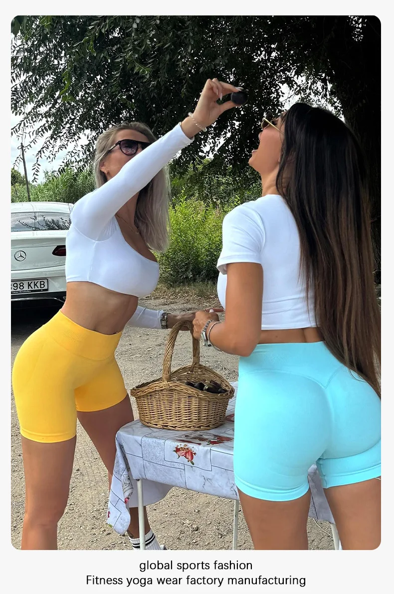 Summer High Waisted Yoga Shorts Fashionable and Sexy Running Fitness Pants Solid Color Yoga Leggings