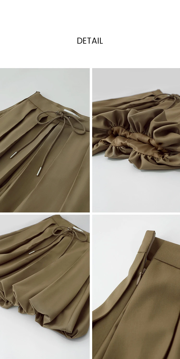 Amii Women's Shorts 2026 Autumn New Pleated Strap Paper Bag Waist Casual Shorts Women's Solid Color Versatile Pants 12641037