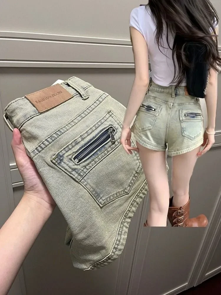 Summer Denim Shorts for Women High Waisted Stretch Jeans Shorts Sexy A-line Fashion Hip Hop Wide Leg Pants Vintage Colors S-2XL