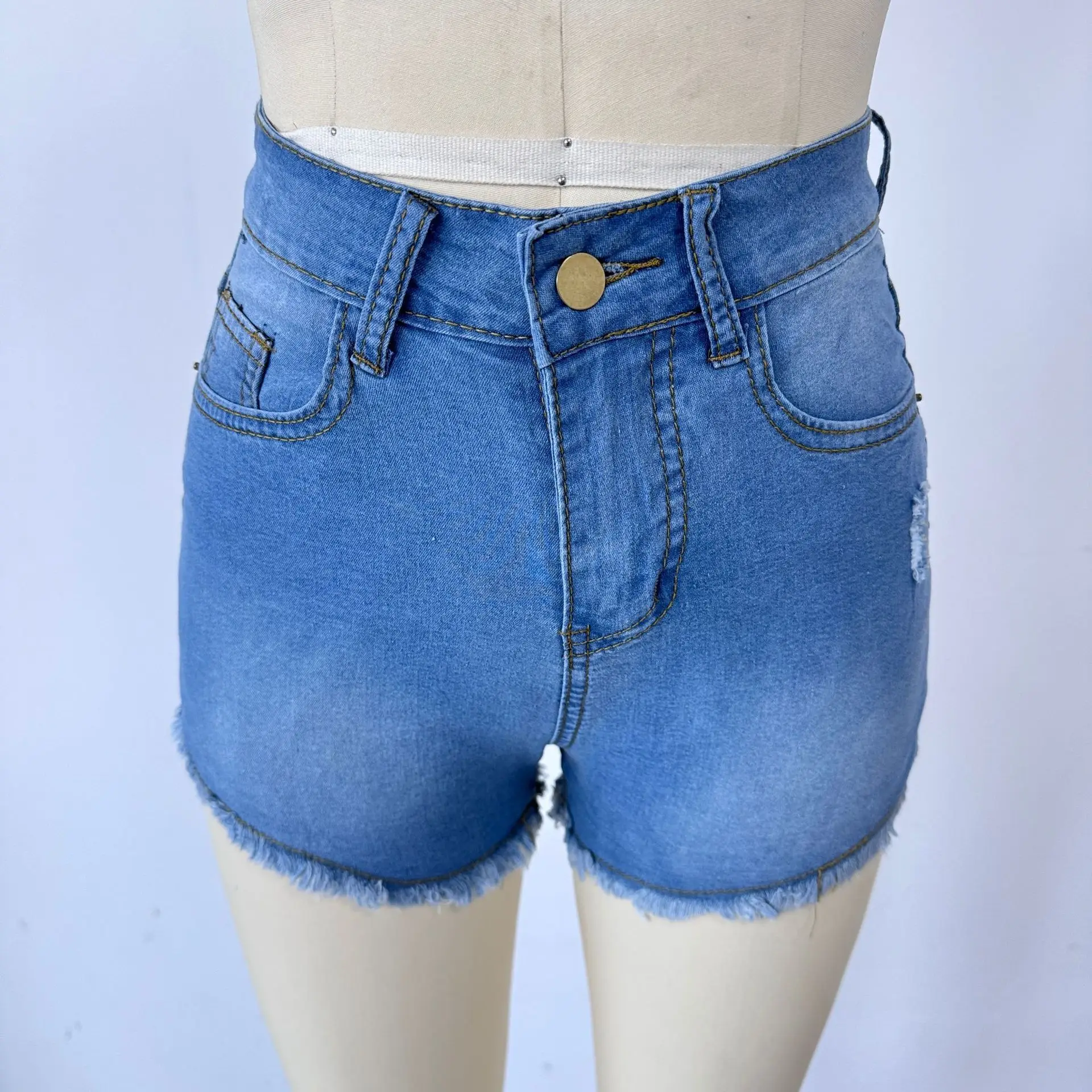 Sexy Hot Slim Denim Shorts Women Fashion Trendy All-match Solid Color Tight High Waist Short Jeans Lady Commuting Cowboy Outfits