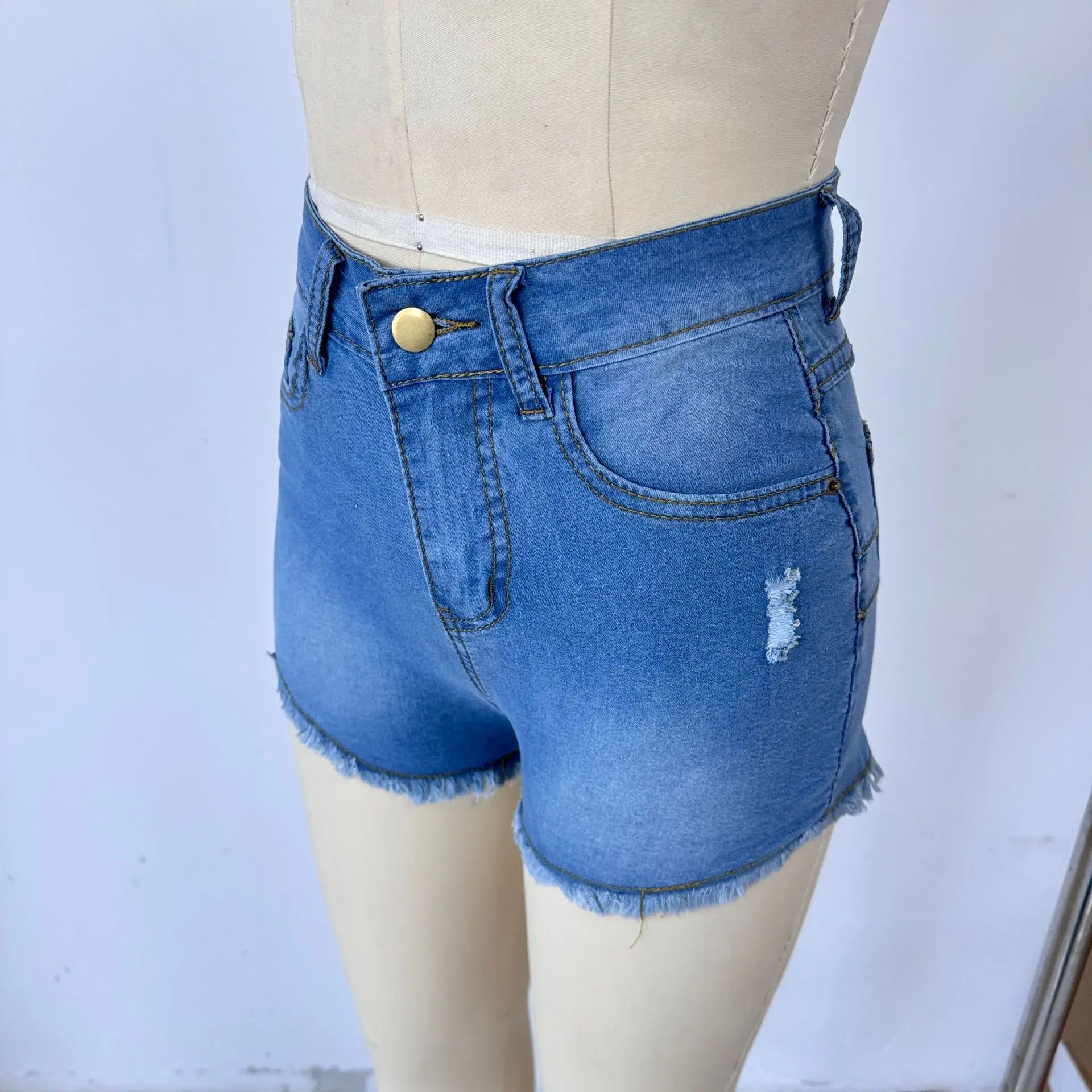 Sexy Hot Slim Denim Shorts Women Fashion Trendy All-match Solid Color Tight High Waist Short Jeans Lady Commuting Cowboy Outfits