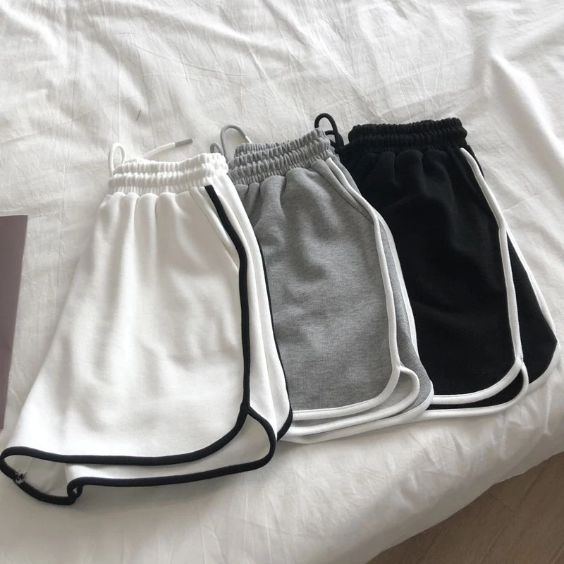 Women Striped Casual Shorts Korean Harajuku Loose All Match Sports Shorts Summer Fashion Simple Yoga Thin Mini Shorts Female