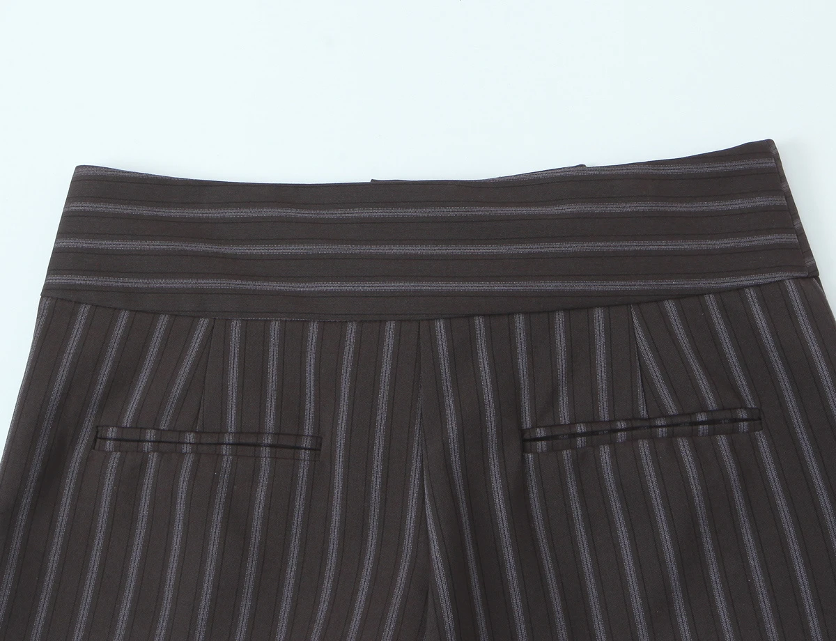 European and American style spring fashion temperament simple striped low waist wide waist shorts