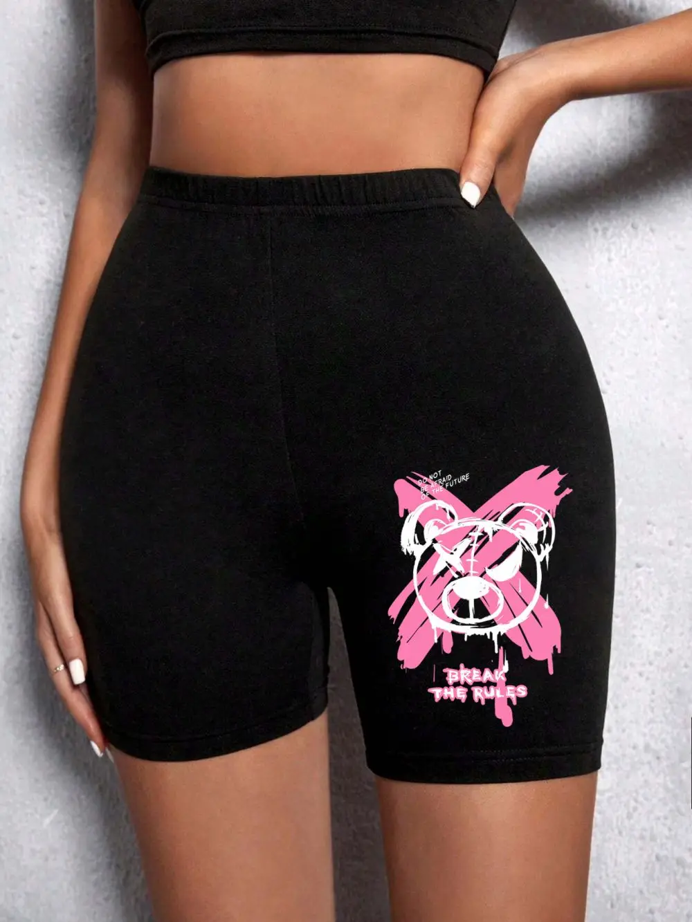 Fashion Women Leggings Short Teddy Bear Appears Funny Graphic Printing Sports Shorts High Elastic Soft Thin Female Streetwear