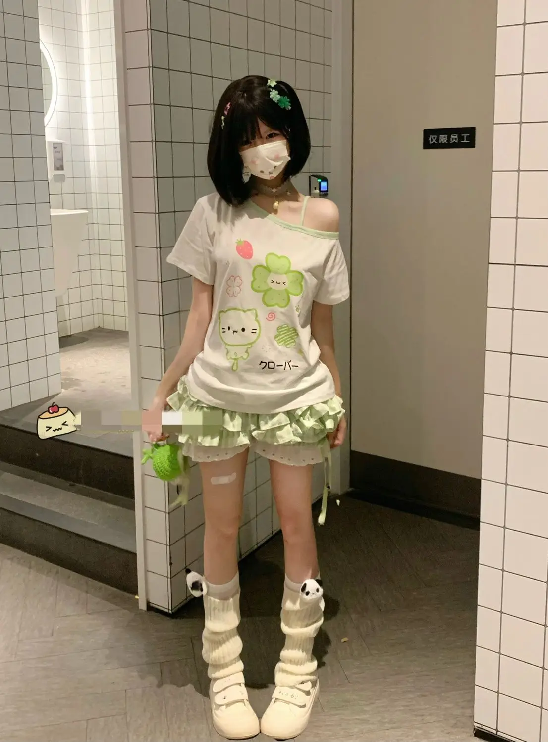 Kimotimo Green Plaid Bow Skirt Shorts Women Elastic Waist Slim Ift Short Pants Japanese Kawaii Versatile Y2k Aesthetic Clothes