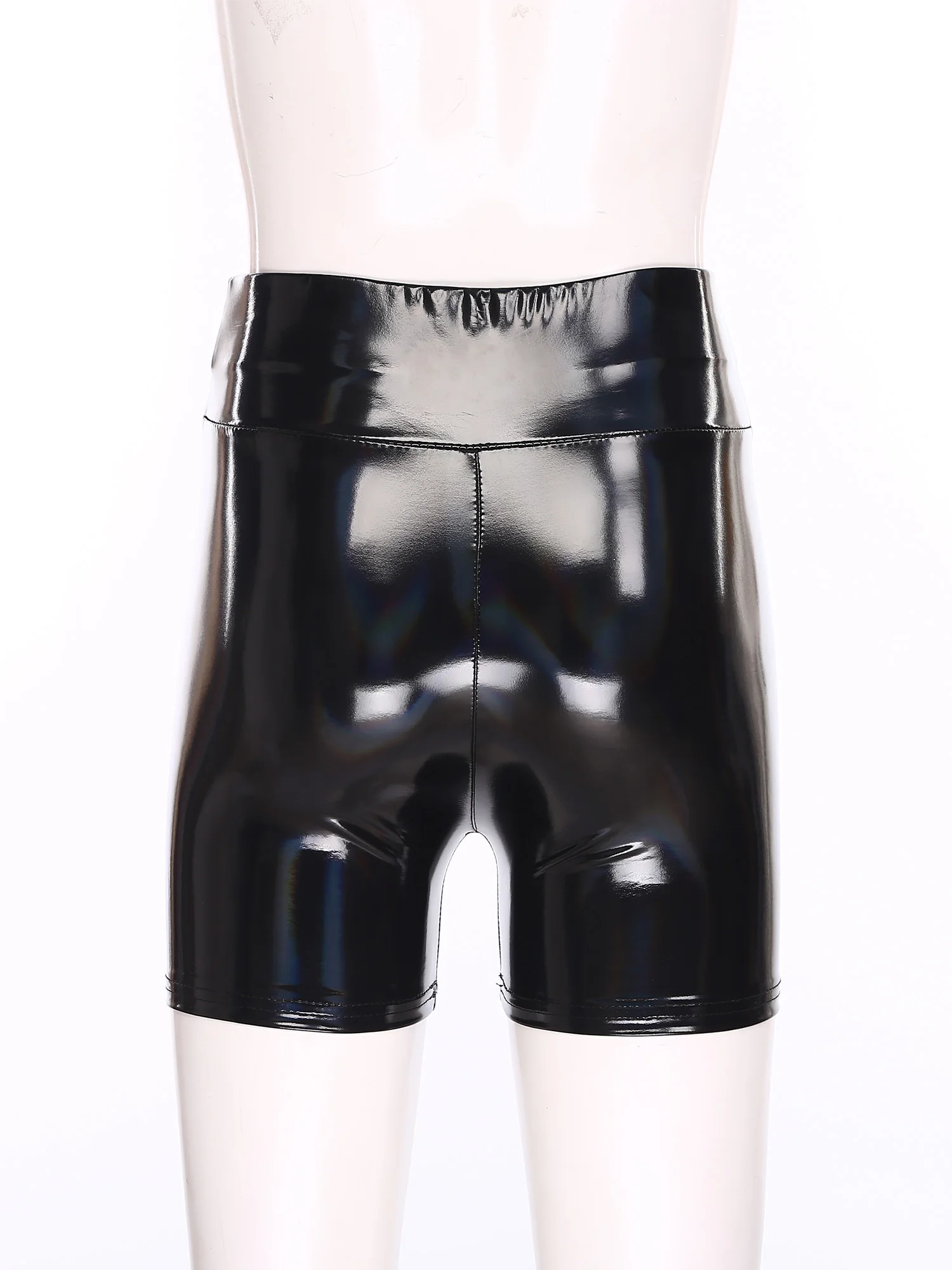Women Wet Look High Waist PU Leather Shorts Pole Dance Hot Pants Stretchy Skinny Cheeky Booty Shorts for Nightclub Raves Party