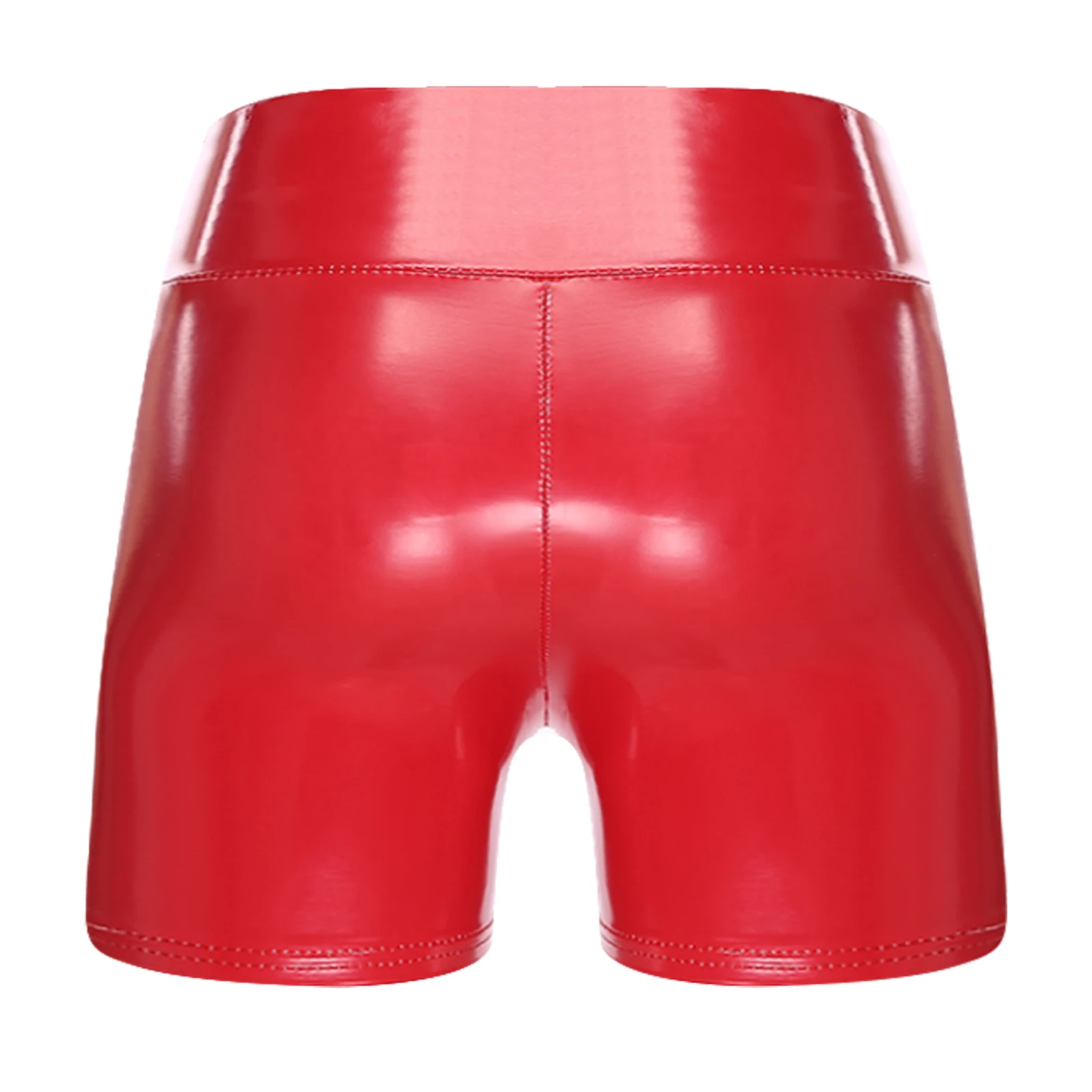 Women Wet Look High Waist PU Leather Shorts Pole Dance Hot Pants Stretchy Skinny Cheeky Booty Shorts for Nightclub Raves Party