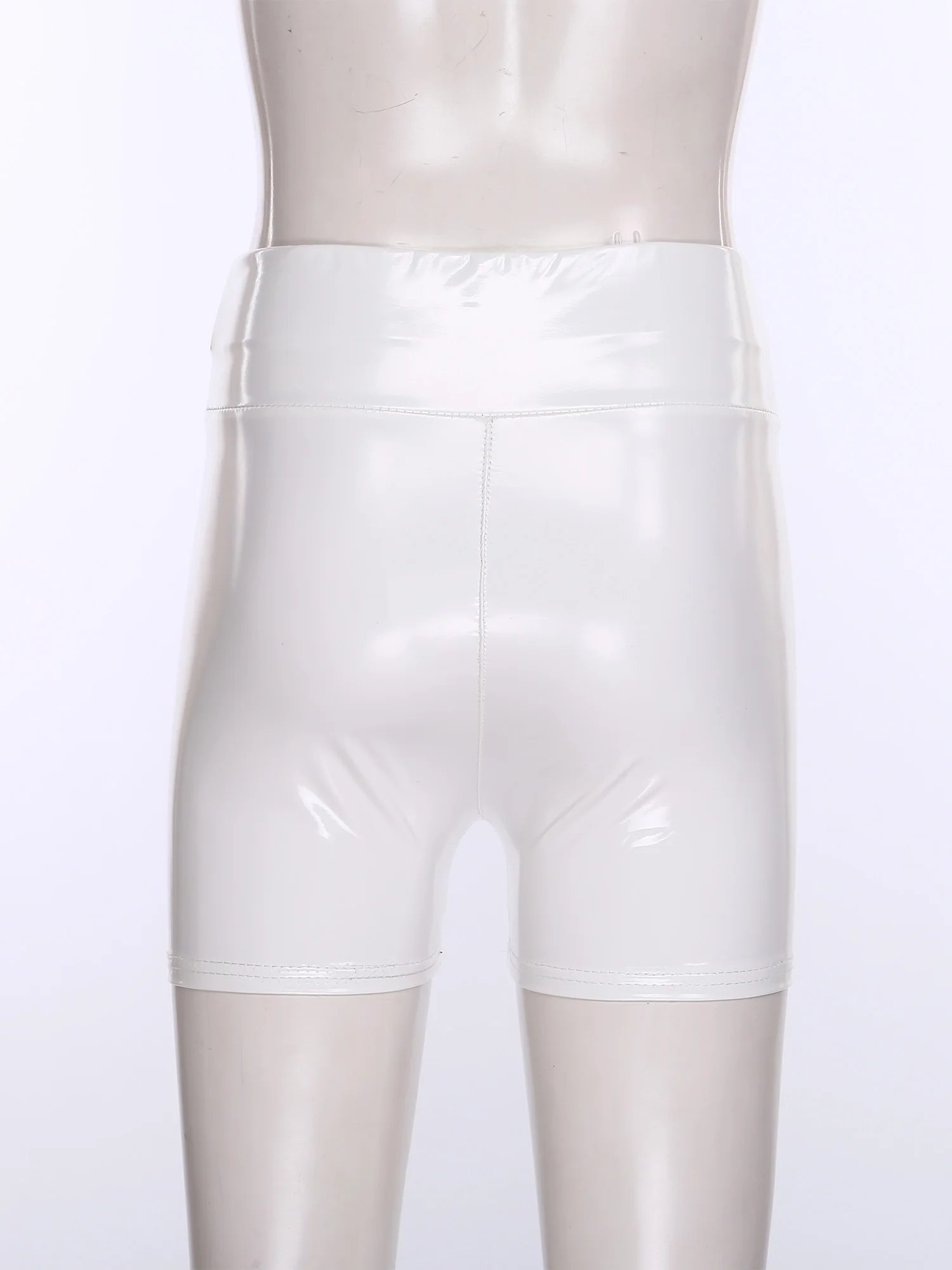 Women Wet Look High Waist PU Leather Shorts Pole Dance Hot Pants Stretchy Skinny Cheeky Booty Shorts for Nightclub Raves Party