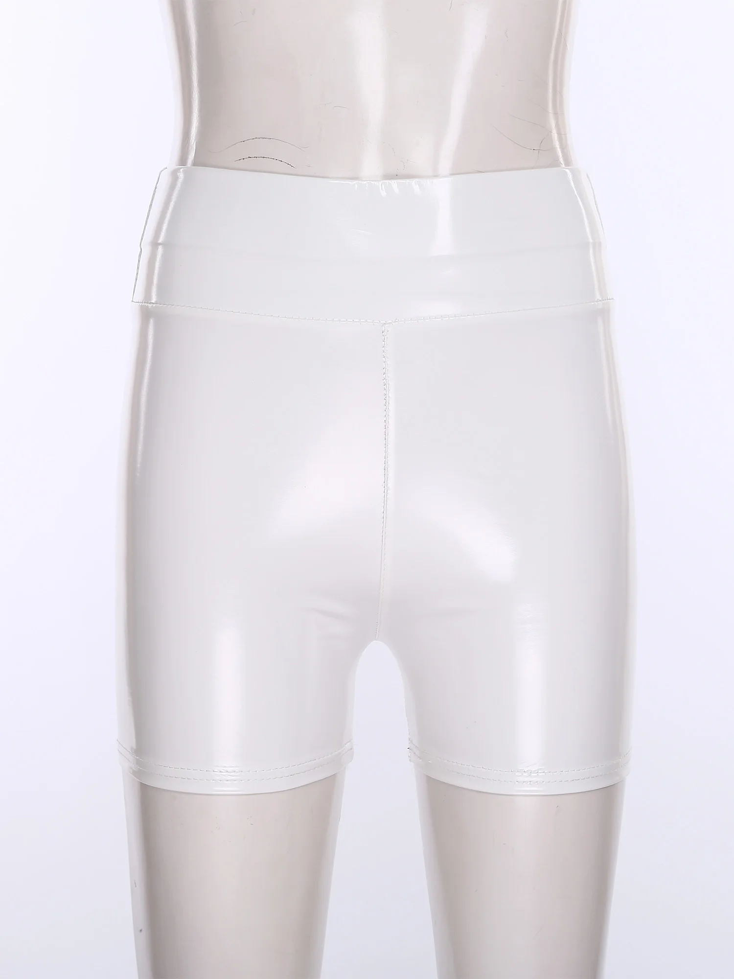 Women Wet Look High Waist PU Leather Shorts Pole Dance Hot Pants Stretchy Skinny Cheeky Booty Shorts for Nightclub Raves Party