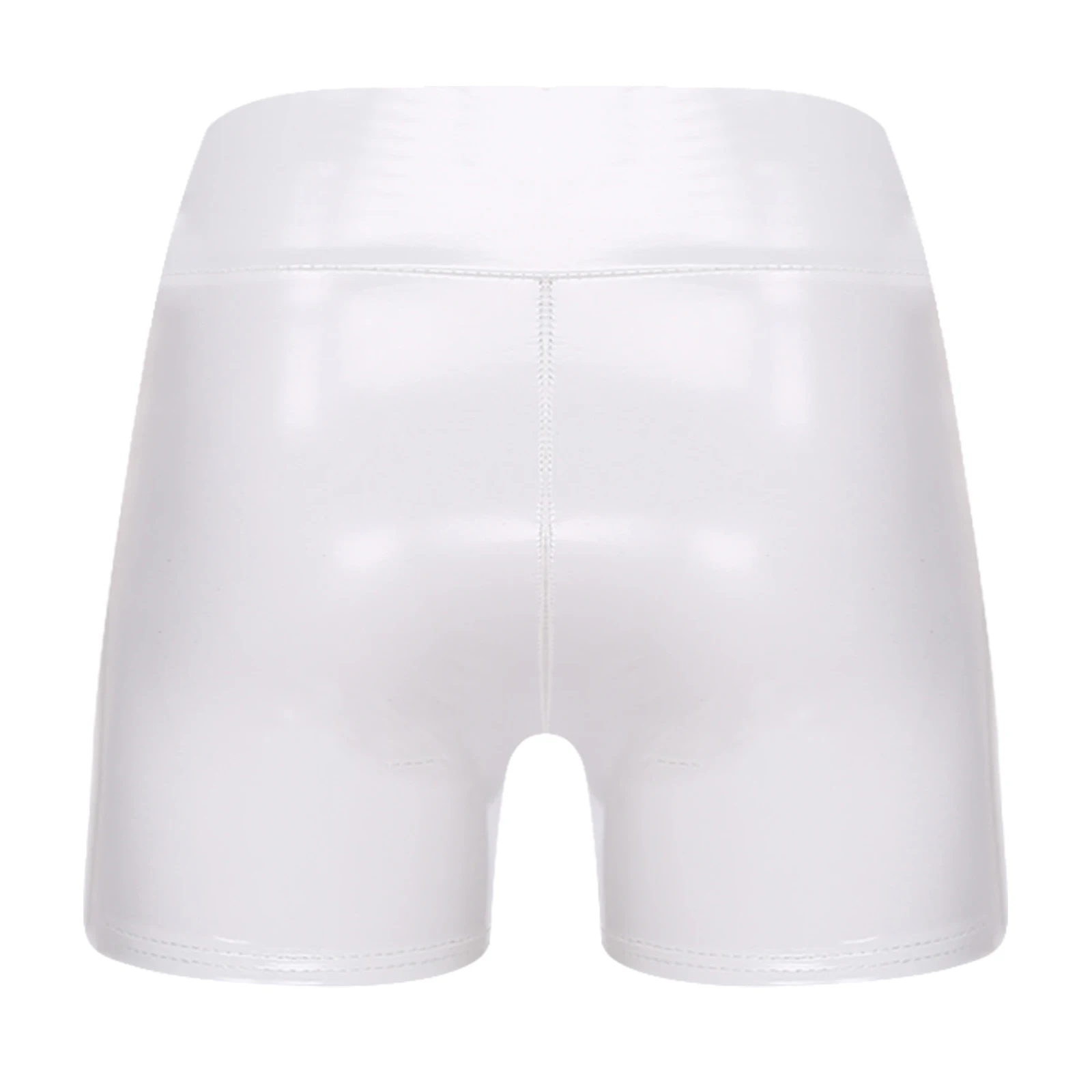 Women Wet Look High Waist PU Leather Shorts Pole Dance Hot Pants Stretchy Skinny Cheeky Booty Shorts for Nightclub Raves Party