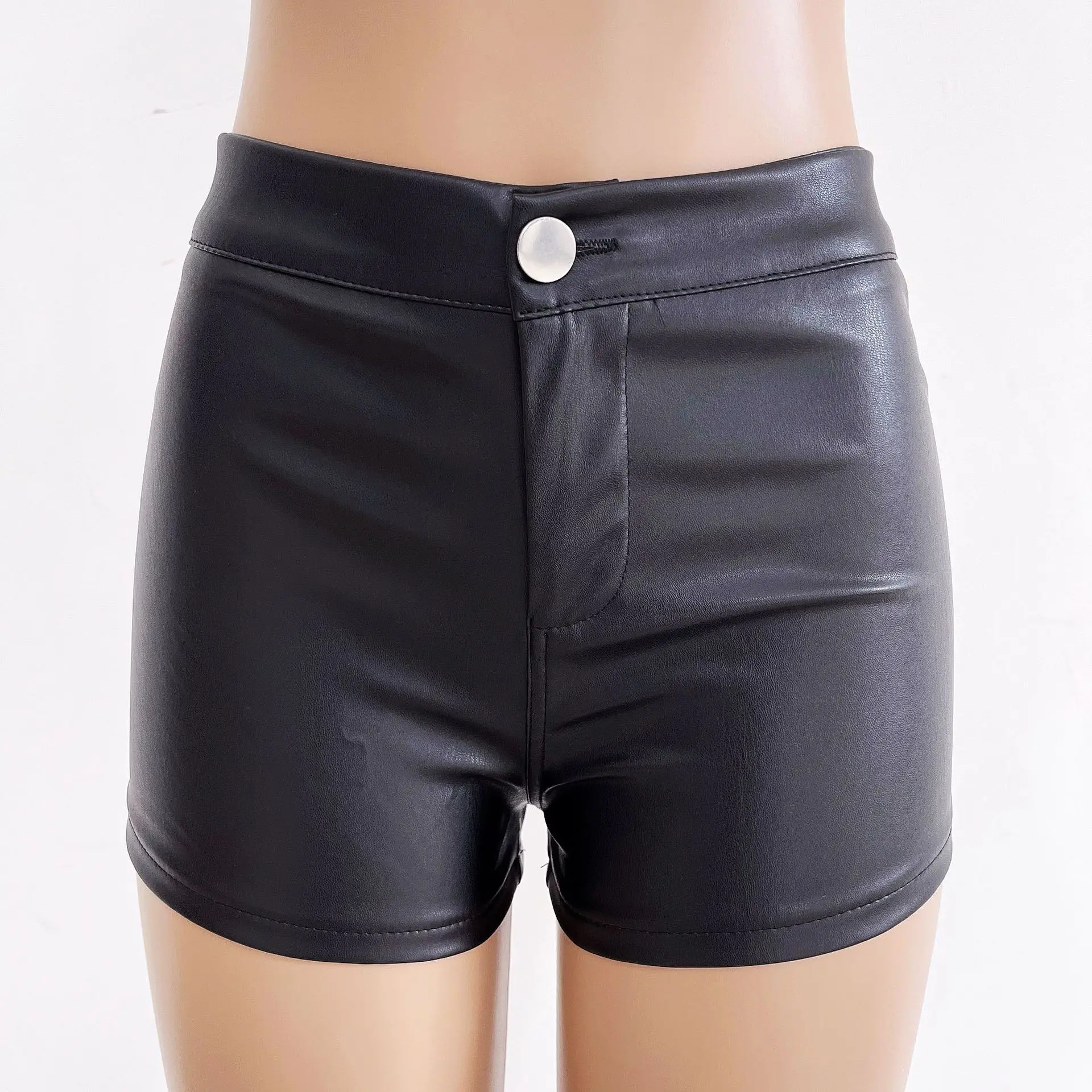 Sexy Black PU Fashion Casual Summer Shorts Women Clothing Faux Leather Goth High Waisted Womens Shorts Y2k Hot Woman Short Pants