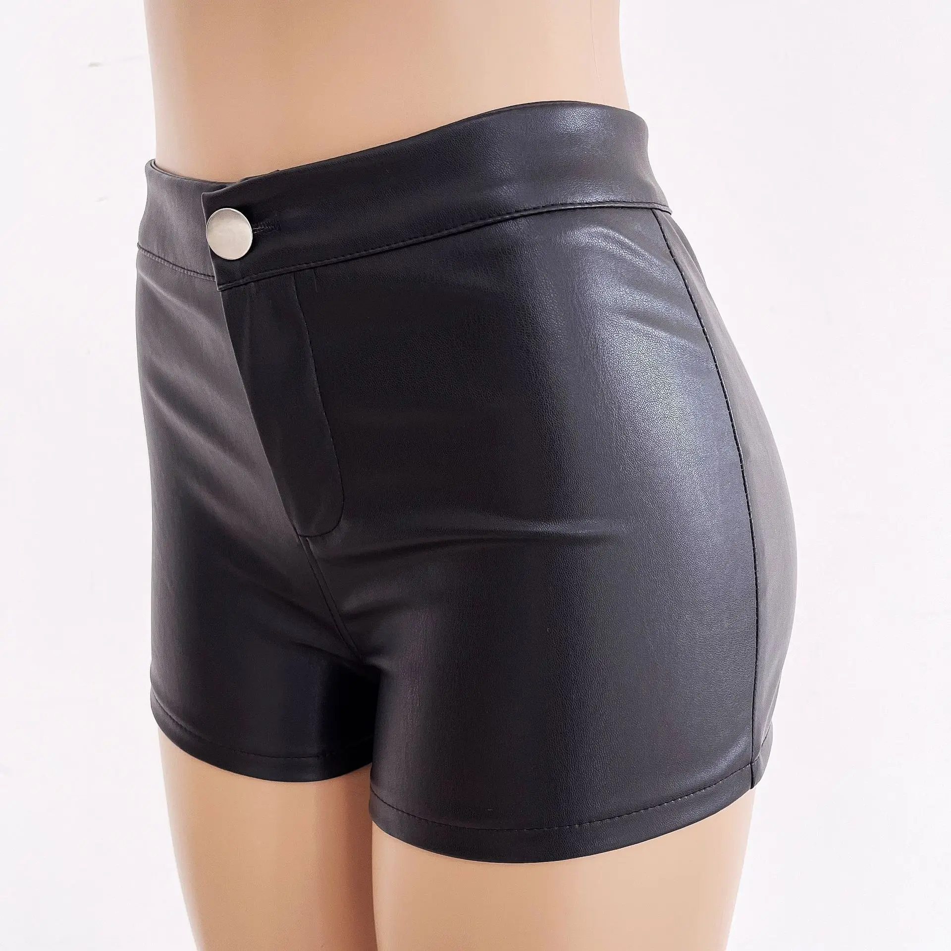 Sexy Black PU Fashion Casual Summer Shorts Women Clothing Faux Leather Goth High Waisted Womens Shorts Y2k Hot Woman Short Pants